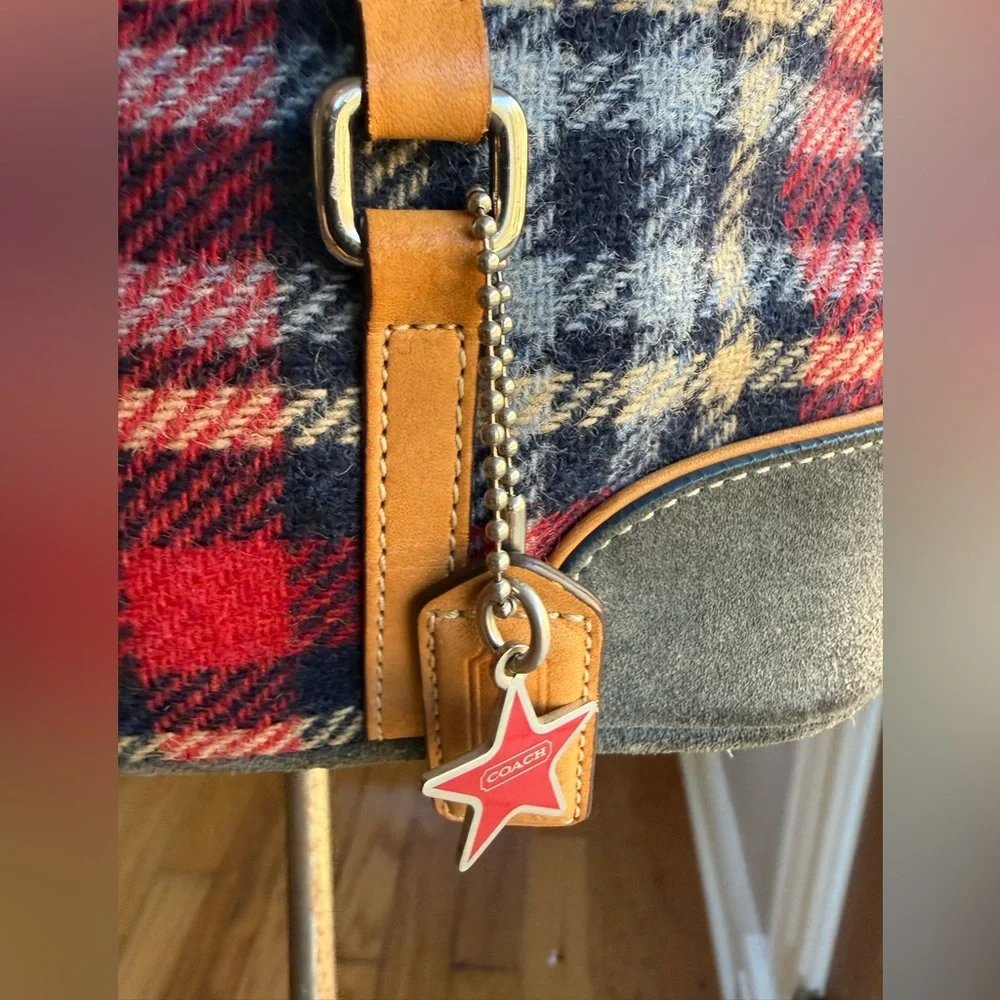 Coach‎ Vintage Plaid Wool Leather Satchel-vintage dust bag included
